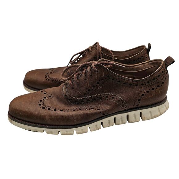 Cole Haan Men's Zerogrand Wing Oxford British Brown Ankle-High Leather Shoe 8.5